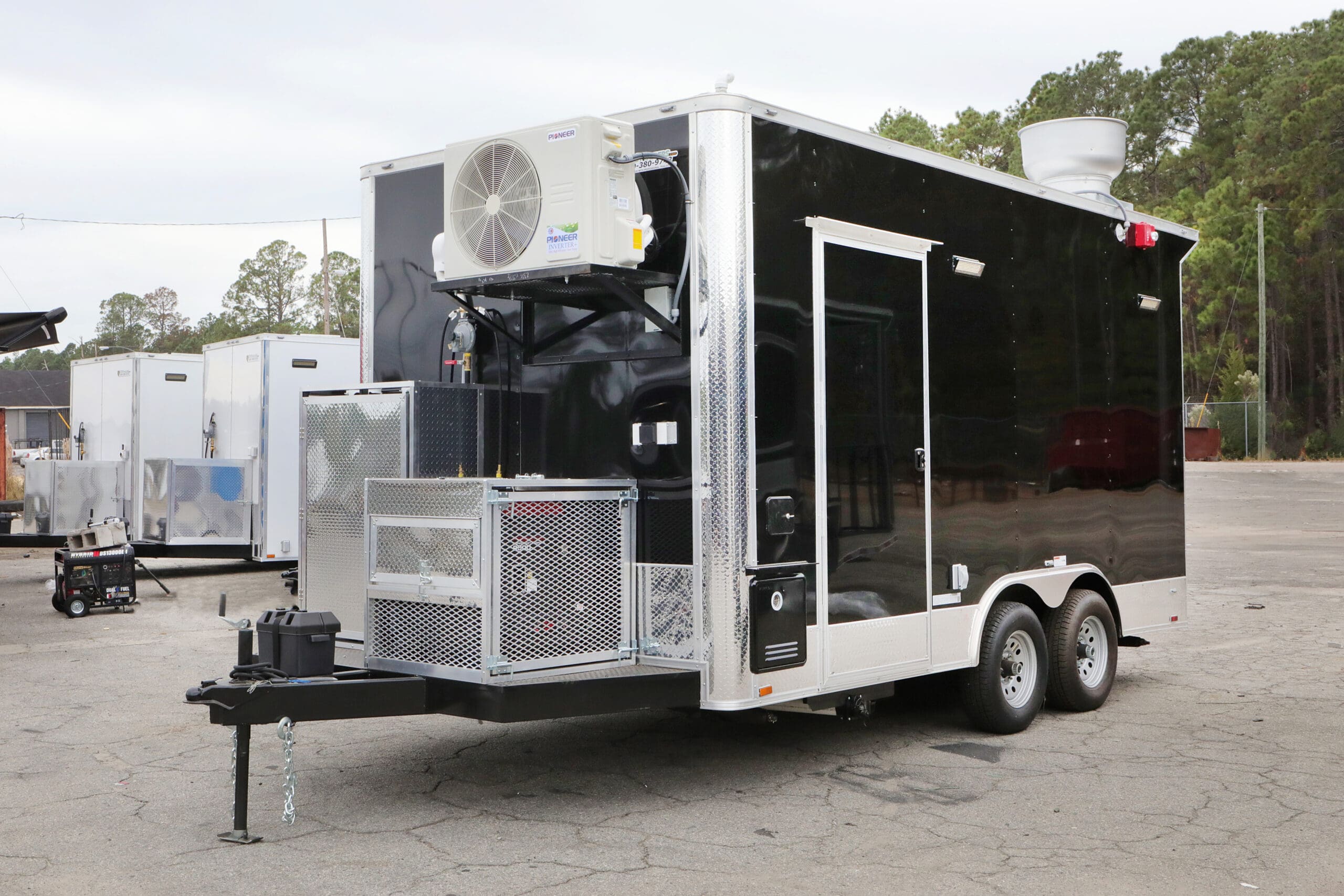SDG custom trailers outside the build shop